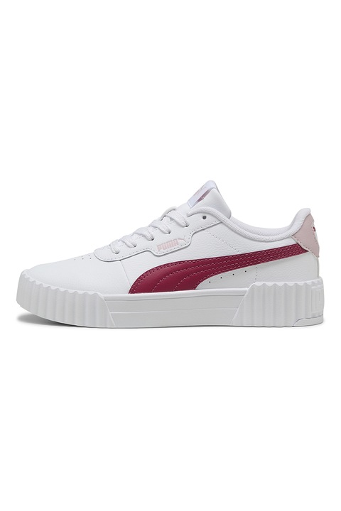 Puma, Carina 3.0 bőr és műbőr sneaker perforált részletekkel, Élénk rózsaszín/Fehér