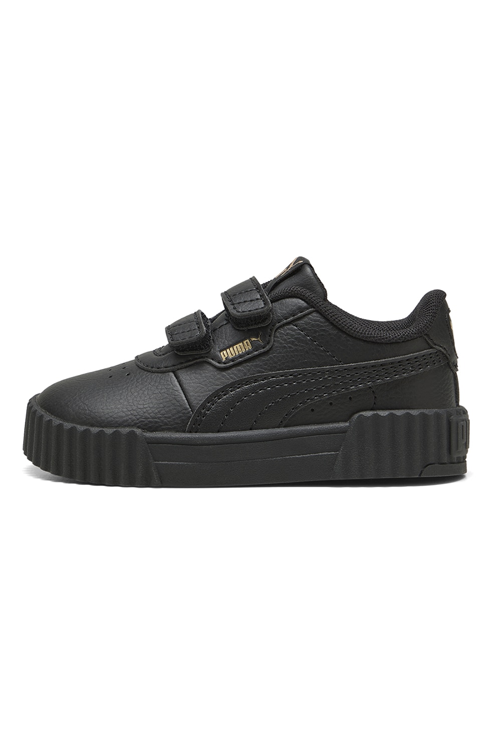 Puma, Pantofi sport din piele ecologica cu inchidere velcro Carina 3.0, Negru, 22 EU