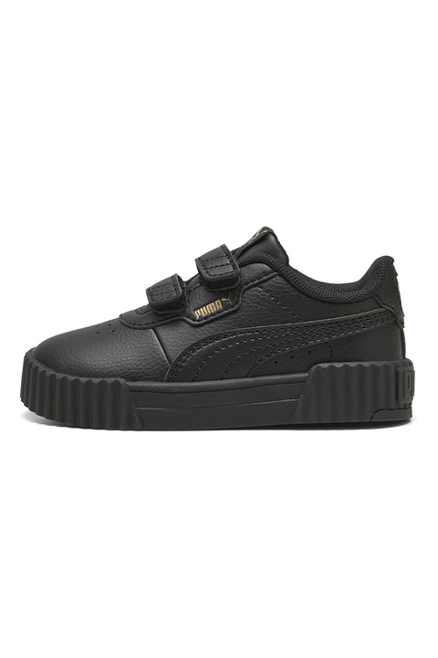 Puma, Pantofi sport din piele ecologica cu inchidere velcro Carina 3.0, Negru