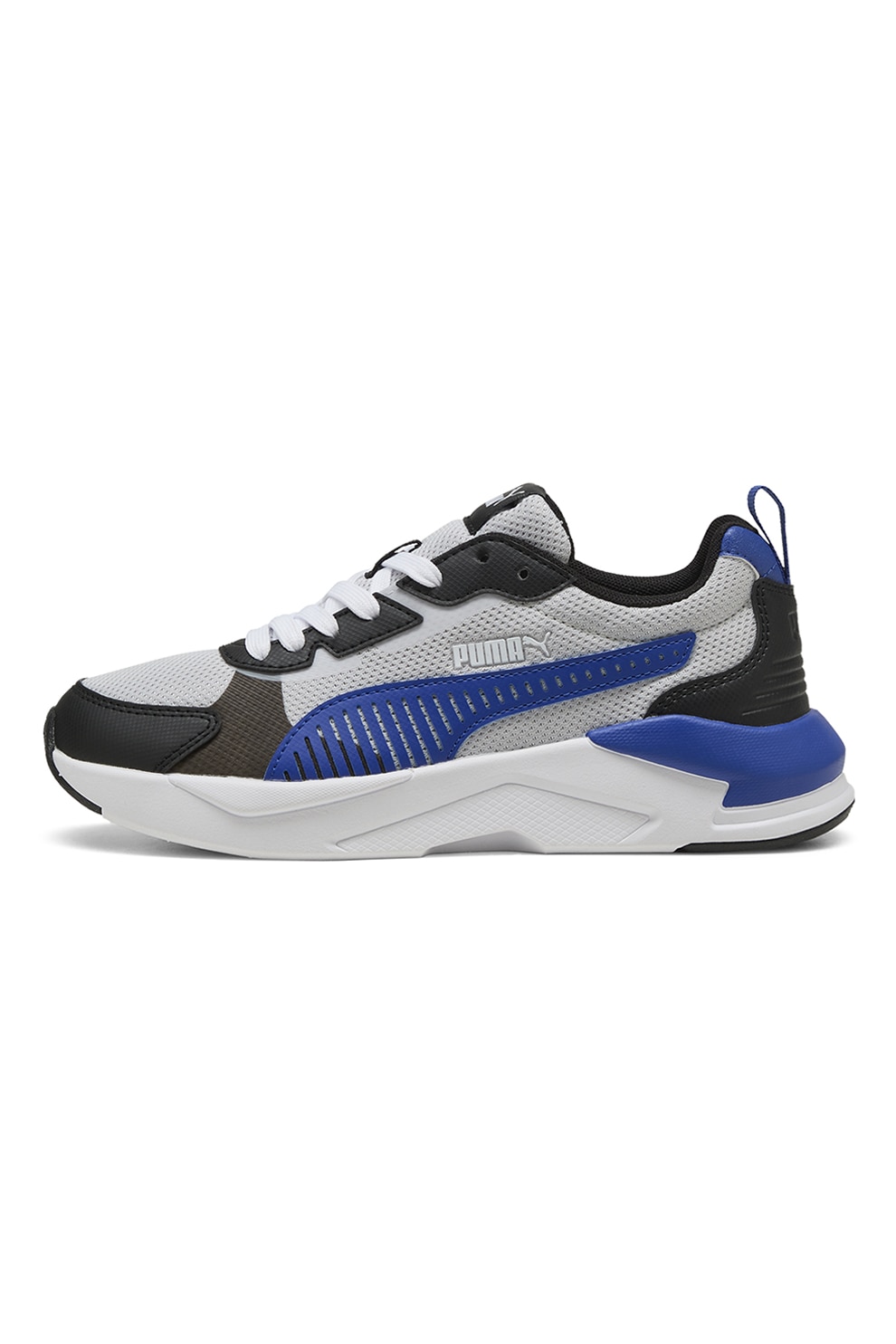 Puma, Pantofi sport din plasa cu garnituri din piele ecologica X-Ray 3, Negru, Gri deschis, Albastru royal, 35.5 EU