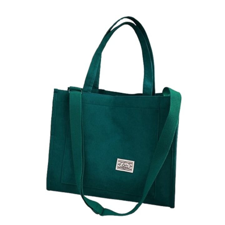 Geanta de umar din corduroy ZHONYEE, 10.5x8.5x5.5 inch, capacitate mare, cu buzunare, Verde