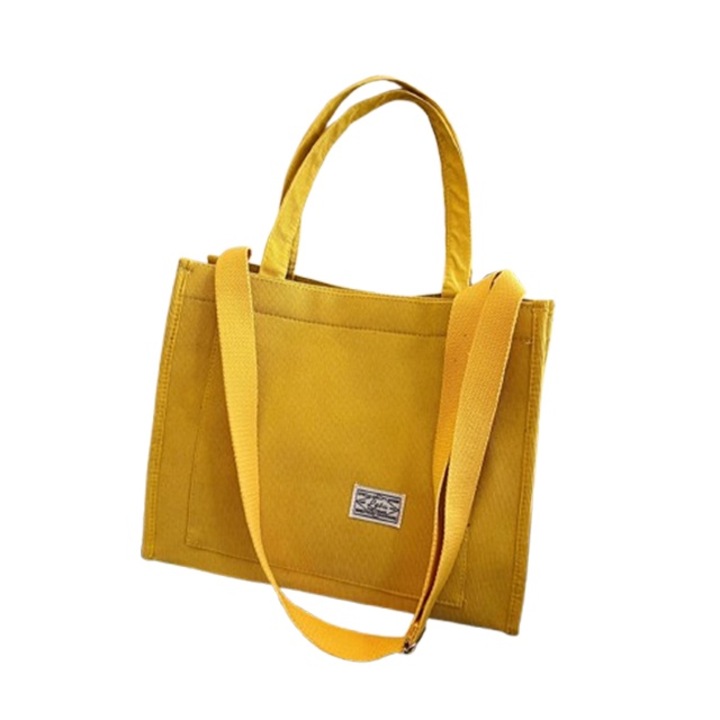 Geanta de umar din corduroy ZHONYEE, 10.5x8.5x5.5 inch, capacitate mare, cu buzunare, Galben