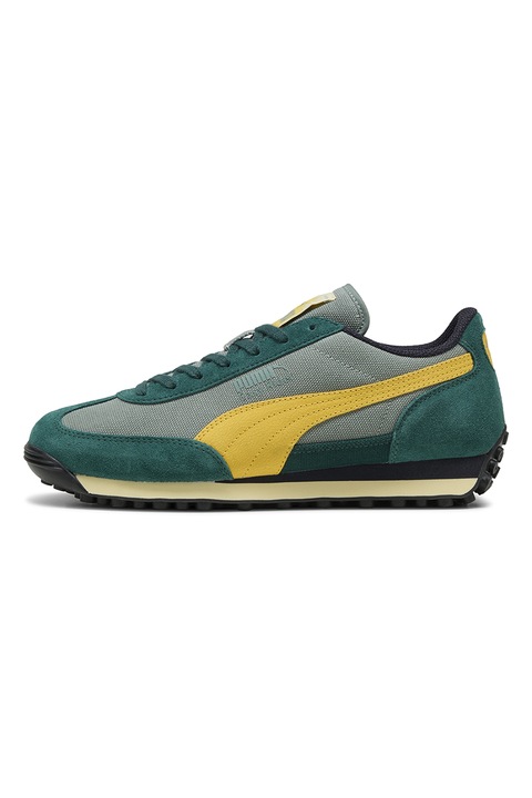 Puma, Sneaker nyersbőr részletekkel, Szürke/Sárga/Erdőzöld