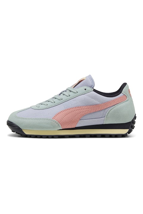 Puma, Pantofi sport cu detalii de piele intoarsa, Gri deschis/Piersica/Verde pal