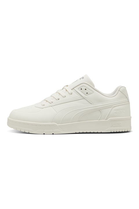 Puma, Pantofi sport low-cut de piele ecologica, Alb fildes