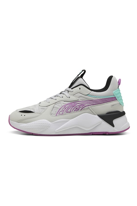 Puma, Sneaker textil anyagbetétekkel, Szürke/Vízkék/Rózsaszín