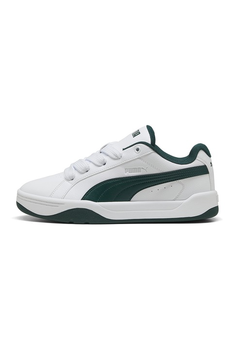 Puma, Pantofi sport Park Lifestyle Easy de piele ecologica, Alb/Verde englez