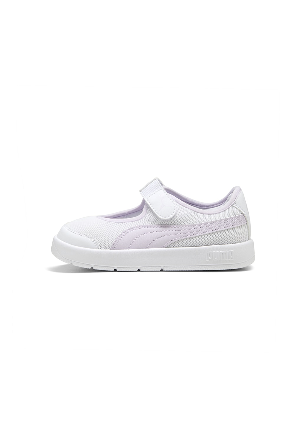 Puma, Pantofi sport Courtflex v3 Lina Mary Jane, Violet deschis, Alb optic, 33 EU