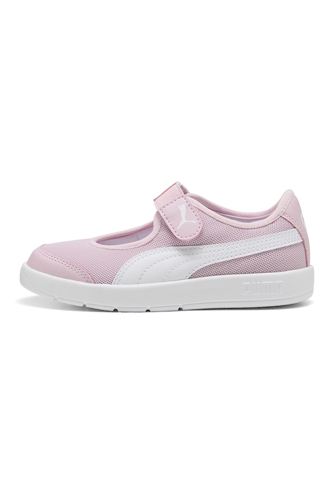 Puma, Pantofi sport Courtflex v3 Lina Mary Jane, Alb/Roz deschis