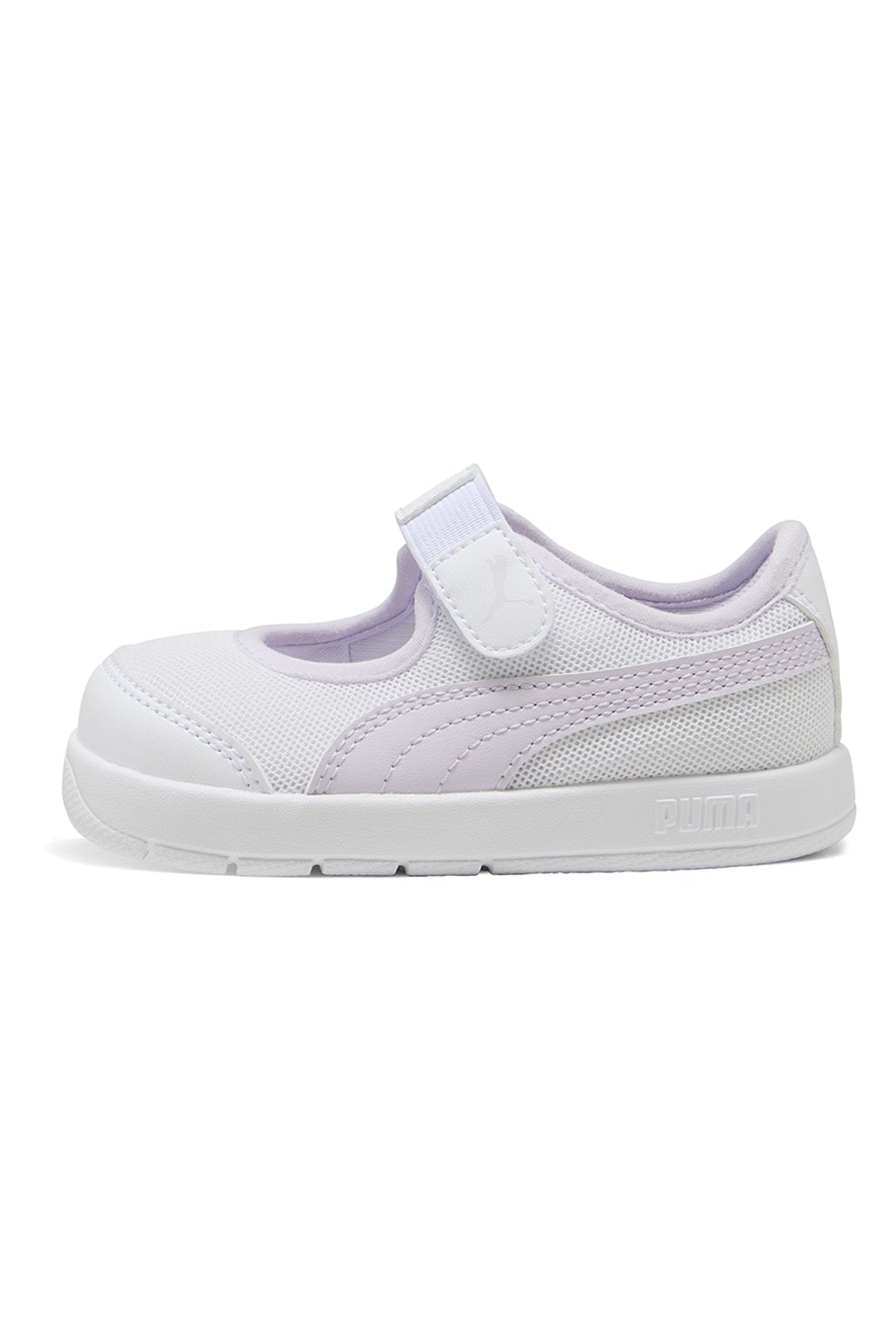 Puma, Pantofi sport Courtflex v3 Lina Mary Jane, Violet deschis, Alb optic, 20 EU