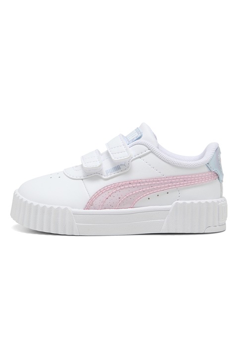 Puma, Pantofi sport Carina cu velcro 3.0 Blurry Dreams, Alb optic, Roz pal, 24 EU