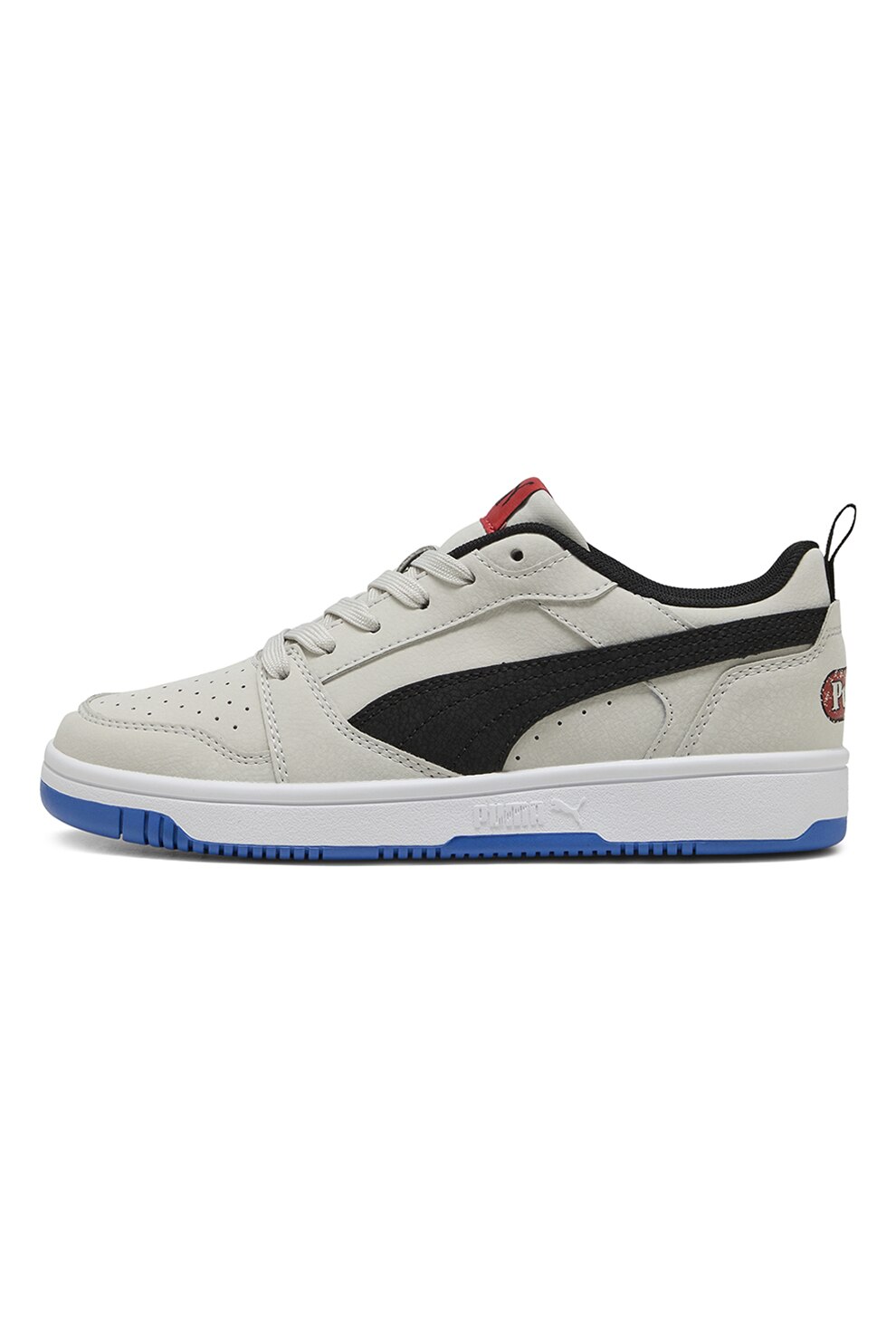 Puma, Pantofi sport de piele ecologica cu model colorblock, Negru, Gri deschis, 37 EU