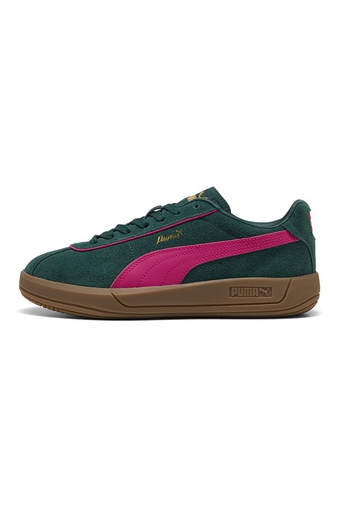 Puma, Pantofi sport de piele intoarsa Klassika, Fucsia, Verde englez, 3.5