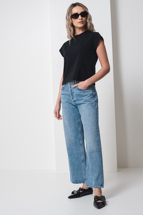 AGOLDE, Tricou uni din bumbac Bryce, Negru