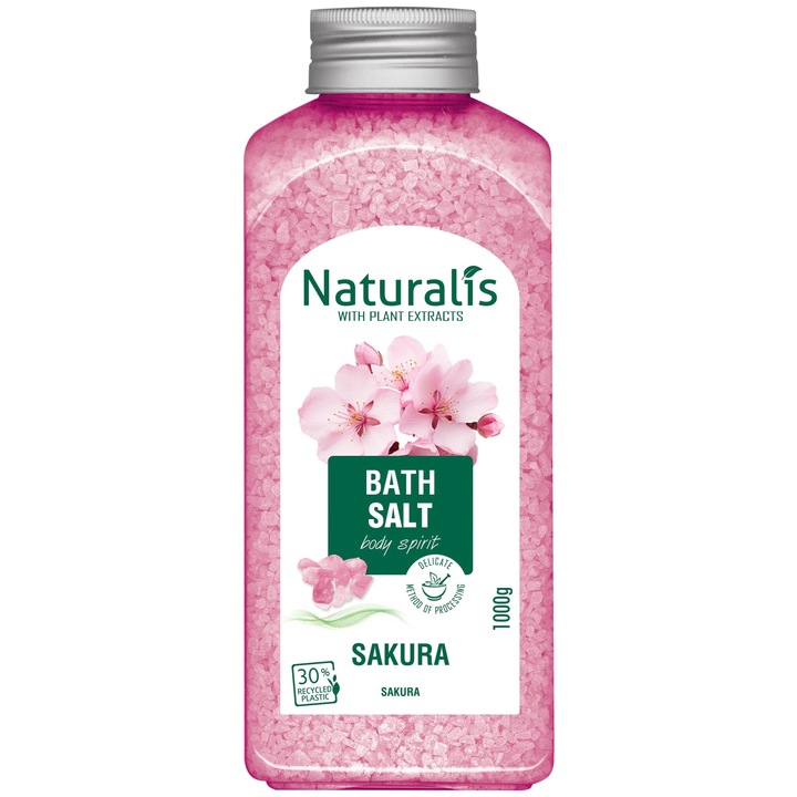 Sare de baie Naturalis cu extract de floare de cires, 1000gr