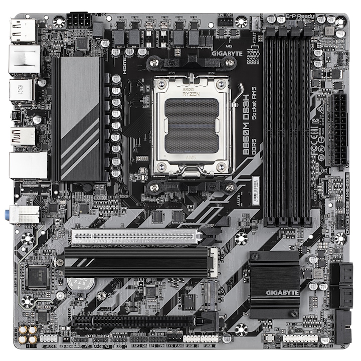 Placa de baza GIGABYTE B850M DS3H, AM5, DDR5, mATX, Gri/Negru