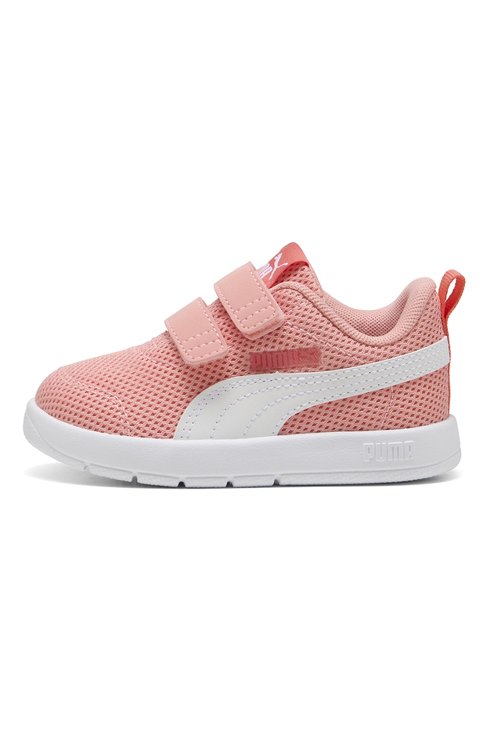Puma, Pantofi sport Courtflex V3 de plasa cu benzi cu inchidere velcro, Piersica, 22 EU