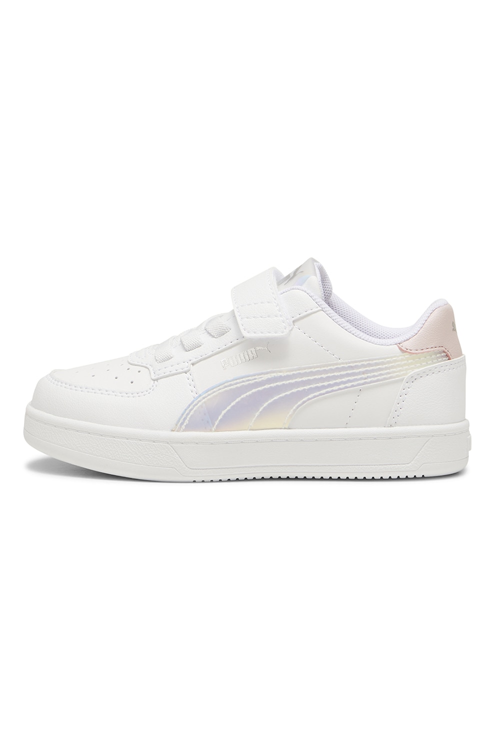 Puma, Pantofi sport de piele ecologica cu velcro, Alb optic, 28 EU