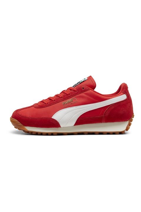 Puma, Easy Rider Vintage sneaker nyersbőr részletekkel, Fehér/Élénkpiros