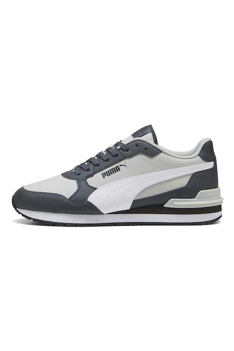 Puma, ST Runner v4 bőr és műbőr sneaker, Fehér/Világosszürke/Szénszürke