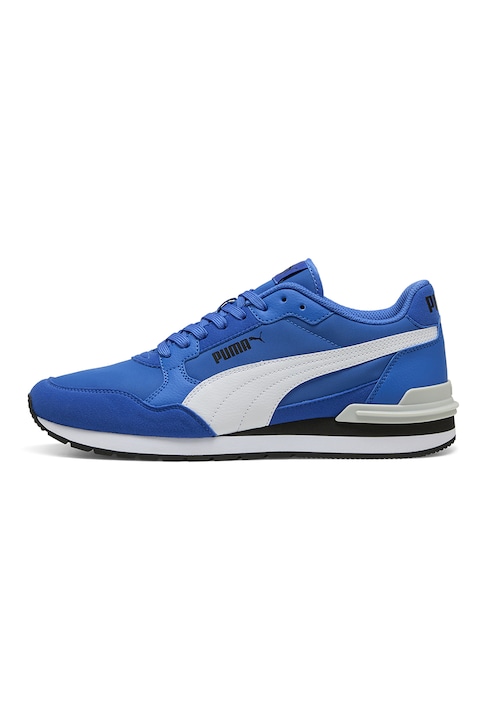 Puma, ST Runner v4 NL műbőr sneaker textil betétekkel, Fehér/Királykék