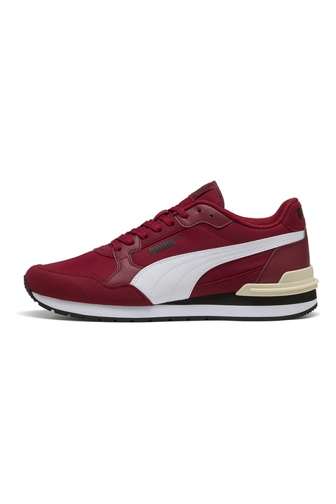 Puma, Pantofi sport ST Runner v4 NL din material textil cu insertii de piele ecologica, Rosu/Alb