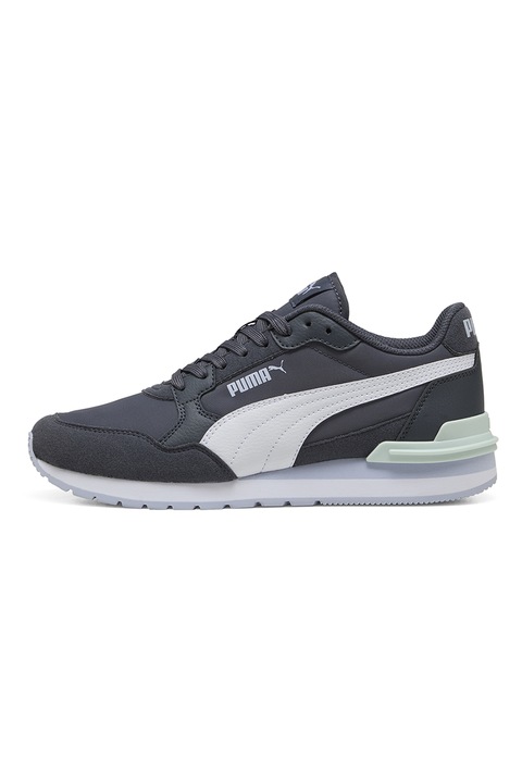 Puma, ST Runner v4 NL műbőr sneaker textil betétekkel, Antracitszürke