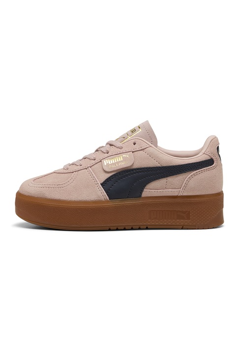 Puma, Велурени спортни обувки Palermo Elevata с равна платформа, Черен, Праскова, 5.5
