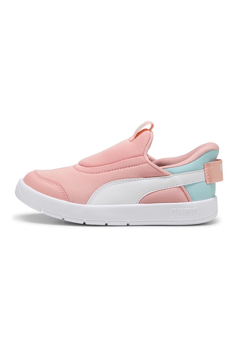 Puma, Pantofi sport slip-on Courtflex V3, Alb/Roz somon