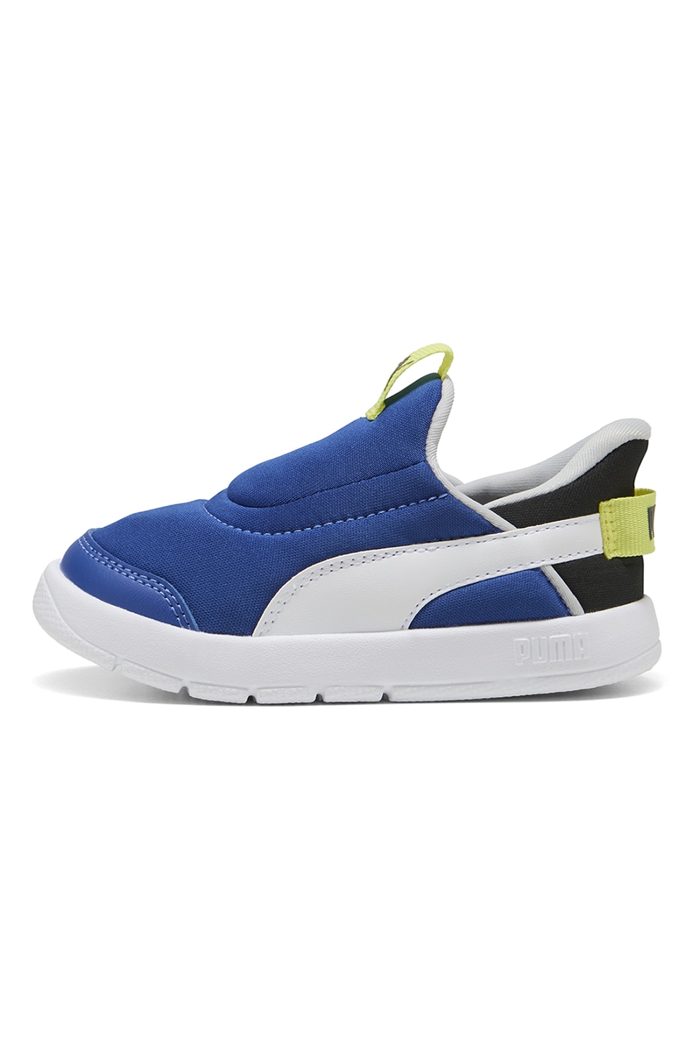 Puma, Pantofi sport slip-on Courtflex V3, Negru, Galben, Albastru royal, 20 EU