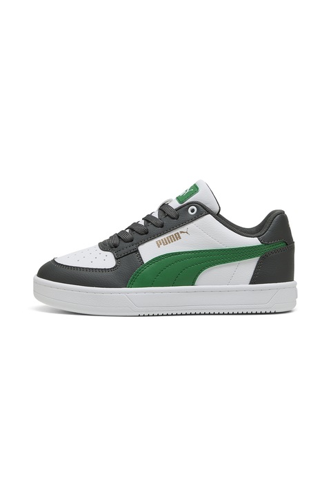 Puma, Pantofi sport Caven 2.0 de piele ecologica, Alb, Verde, Gri antracit, 38.5 EU