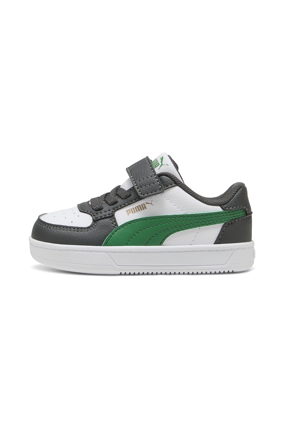 Puma, Pantofi sport Caven 2.0 de piele ecologica, Alb, Verde, Gri antracit, 21 EU