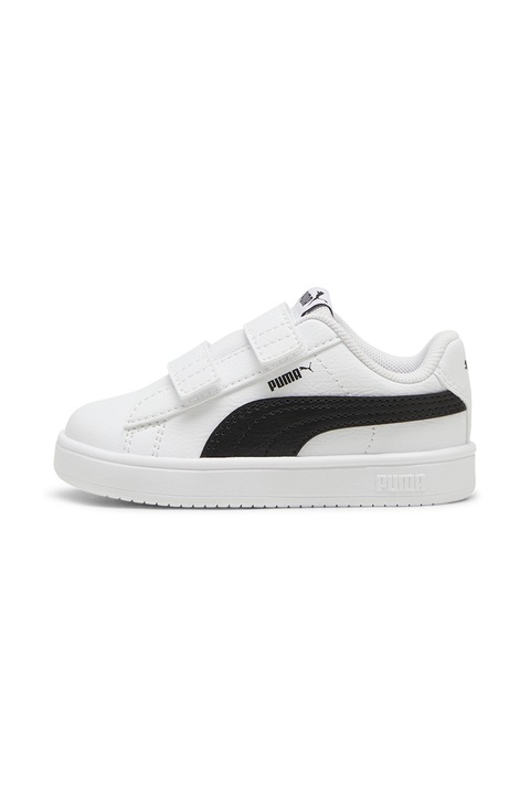 Puma, Pantofi sport Rickie de piele ecologica cu velcro, Negru/Alb optic