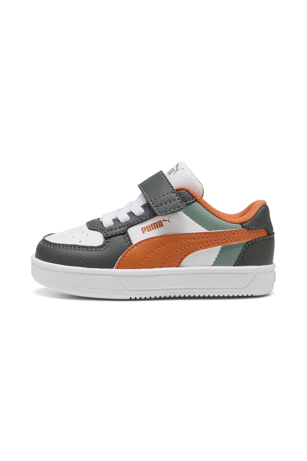 Puma, Pantofi sport Caven 2.0 cu velcro si model colorblock, Verde, Portocaliu, Gri antracit, 22 EU