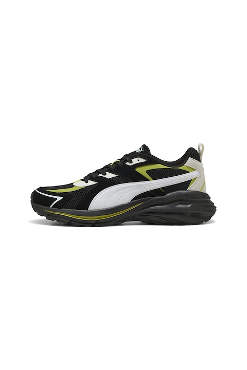 Puma, Pantofi sport cu detalii din piele intoarsa Hypnotic LS, Alb/Negru/Verde fistic