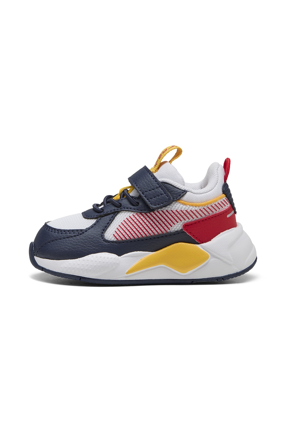 Puma, Pantofi sport unisex cu captuseala de piele ecologica, Alb, Galben, Bleumarin, 20 EU