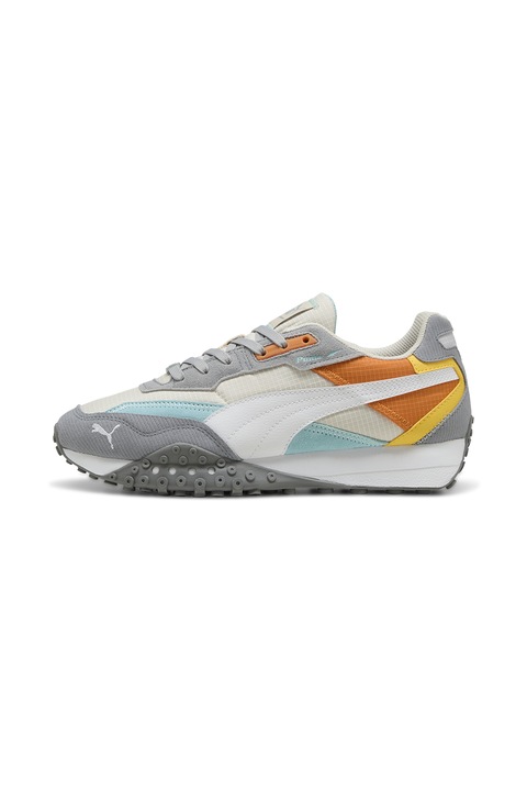Puma, Blktop Rider colorblock dizájnú sneaker, Fehér/Szürke/Narancssárga
