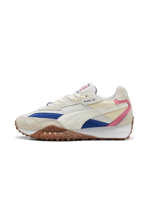 Puma, Pantofi sport cu model colorblock Blktop Rider, Alb/Bej/Albastru