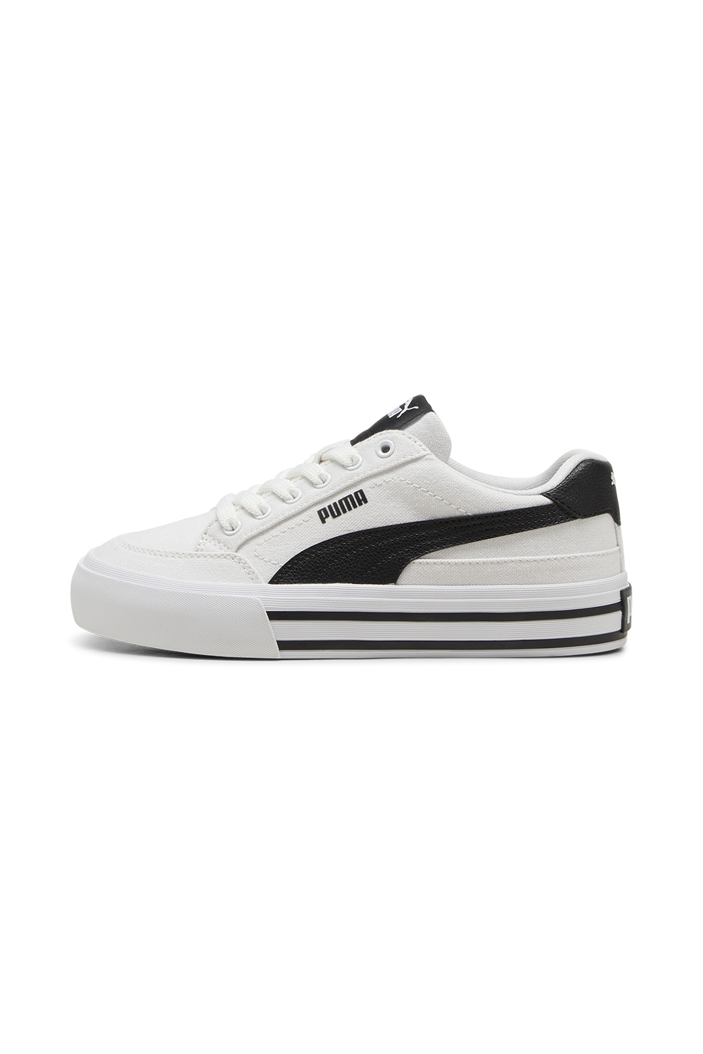 Puma, Pantofi sport Court Classic cu logo, Negru, Alb murdar, 38 EU