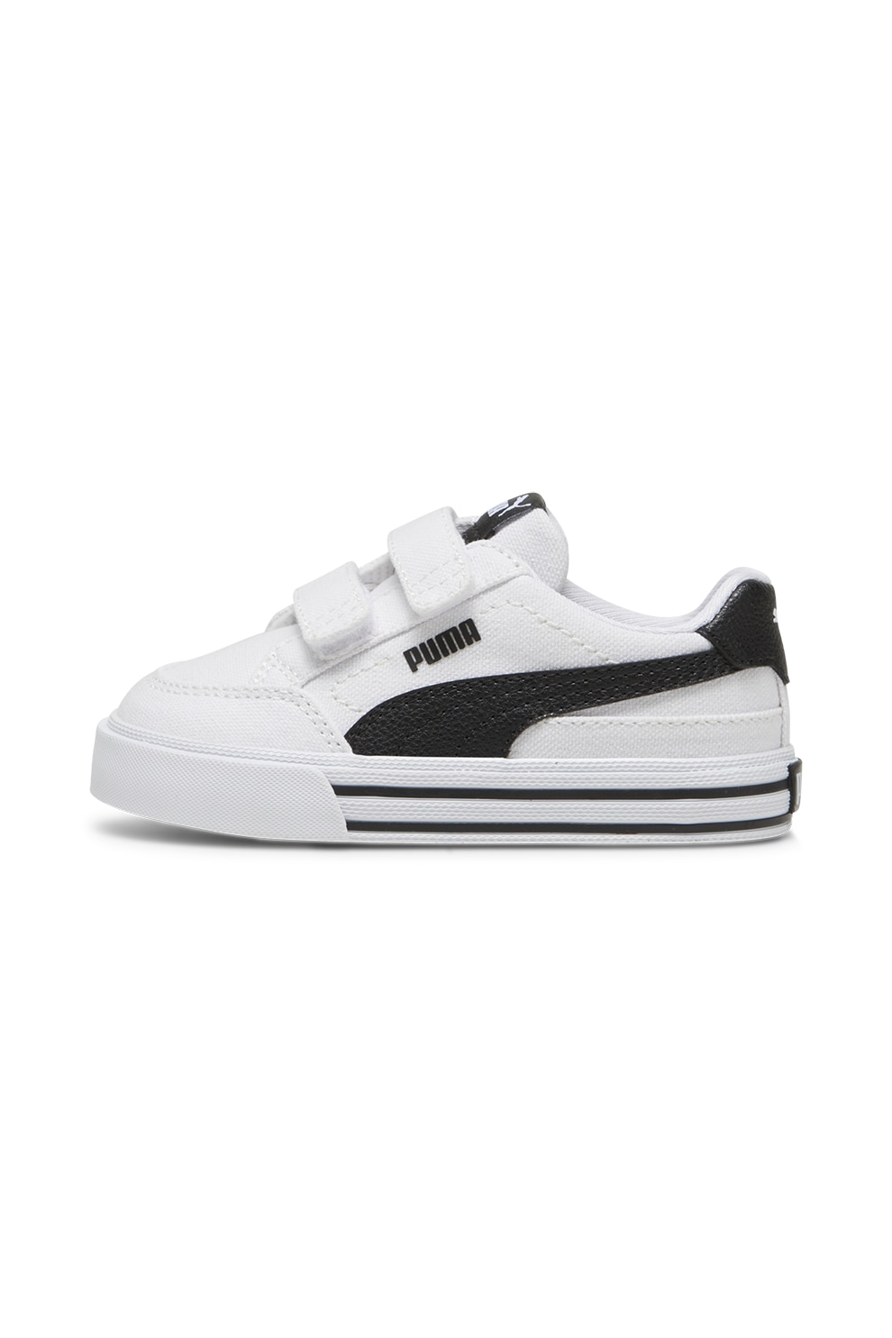 Puma, Pantofi sport Court Classic cu velcro, Negru, Alb murdar, 26 EU