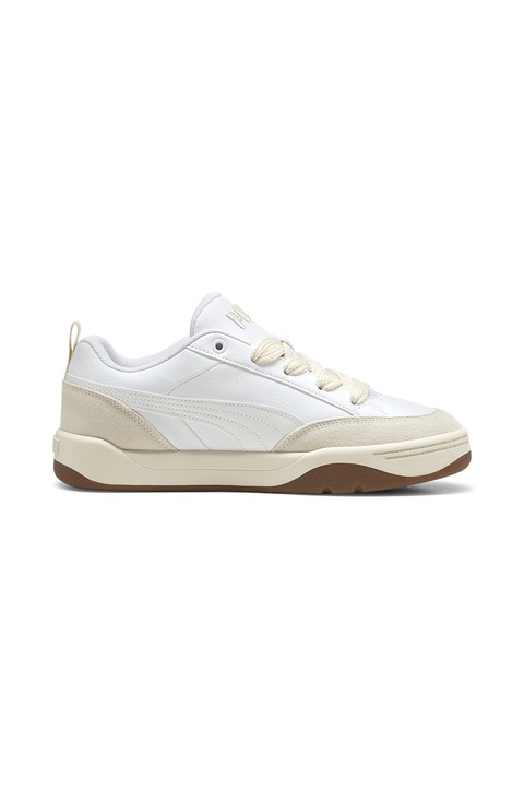 Puma, Pantofi sport Park Lifestyle cu detalii de piele intoarsa, Alb, Bej deschis, 10