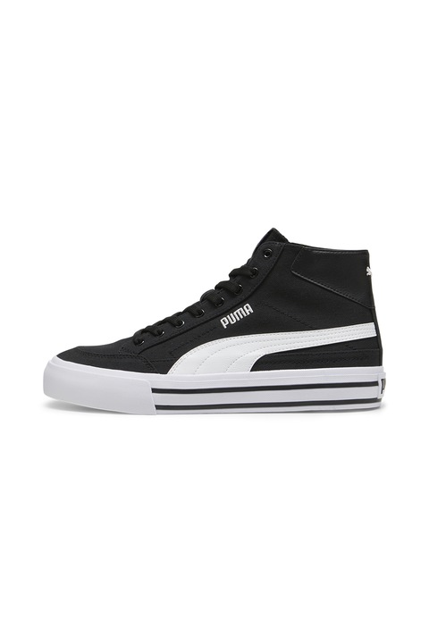 Puma, Pantofi sport high-top Court Classic, Alb/Negru