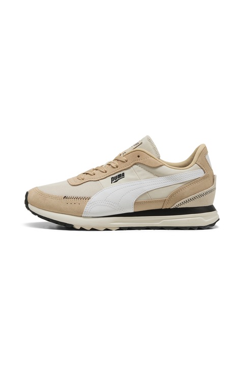 Puma, Pantofi sport unisex cu detalii de piele intoarsa Road Rider, Alb/Bej