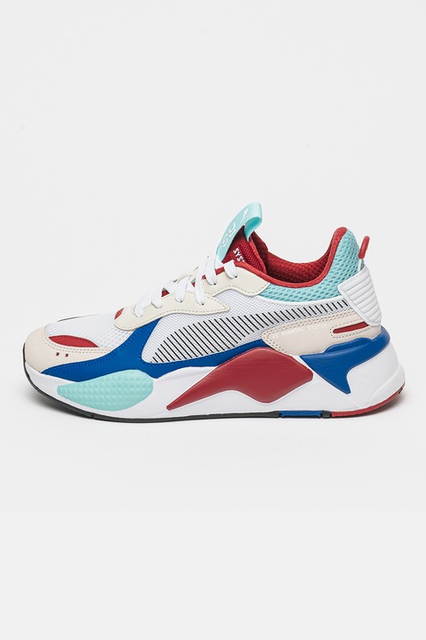 Puma, Унисекс спортни обувки RS-X Toys с цветен блок, Бял/Бордо/Син