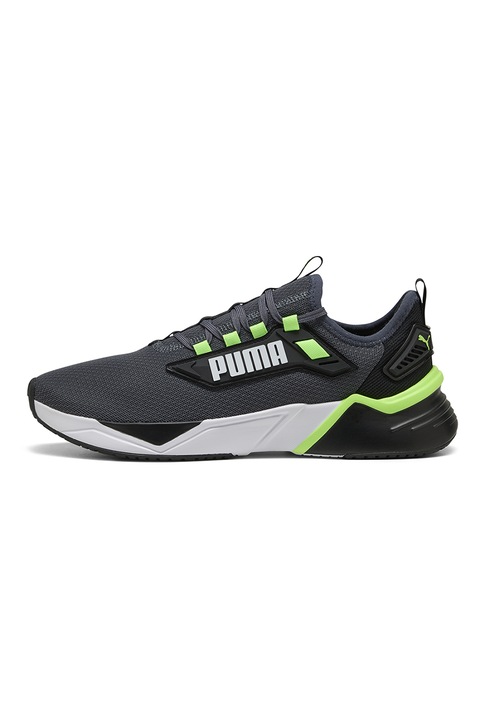 Puma, Pantofi slip-on cu logo pentru alergare Retaliate 3, Negru/Verde electric/Alb optic