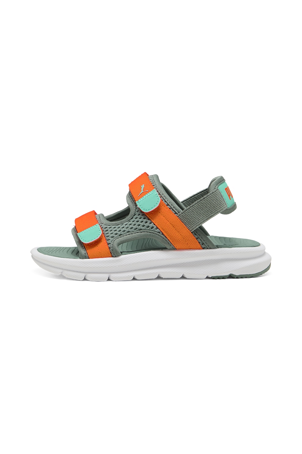 Puma, Sandale cu velcro Evolve, Portocaliu mandarina, Verde sparanghel, 33 EU