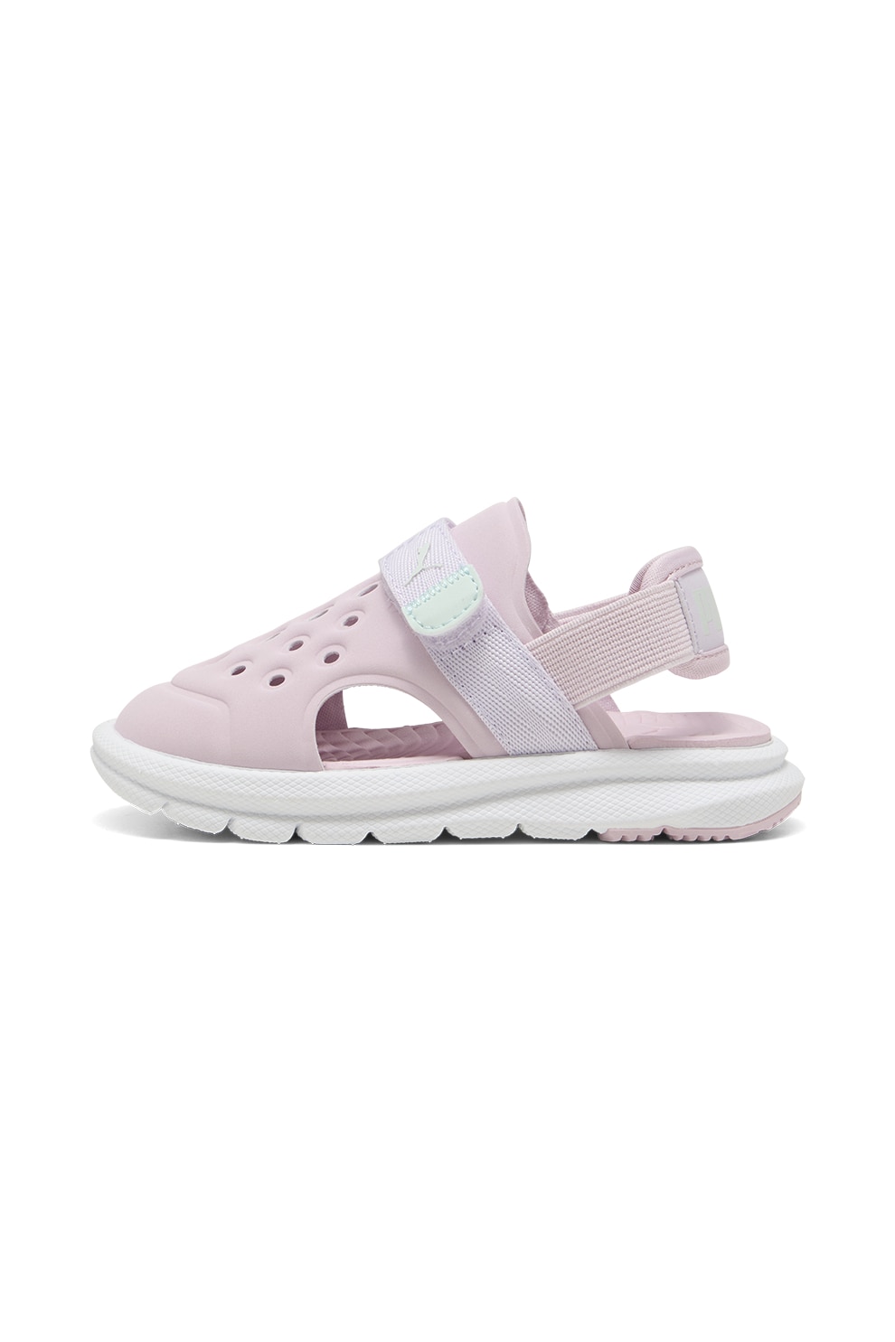 Puma, Sandale slingback cu inchidere velcro Evolve, Alb, Roz pal, 24 EU