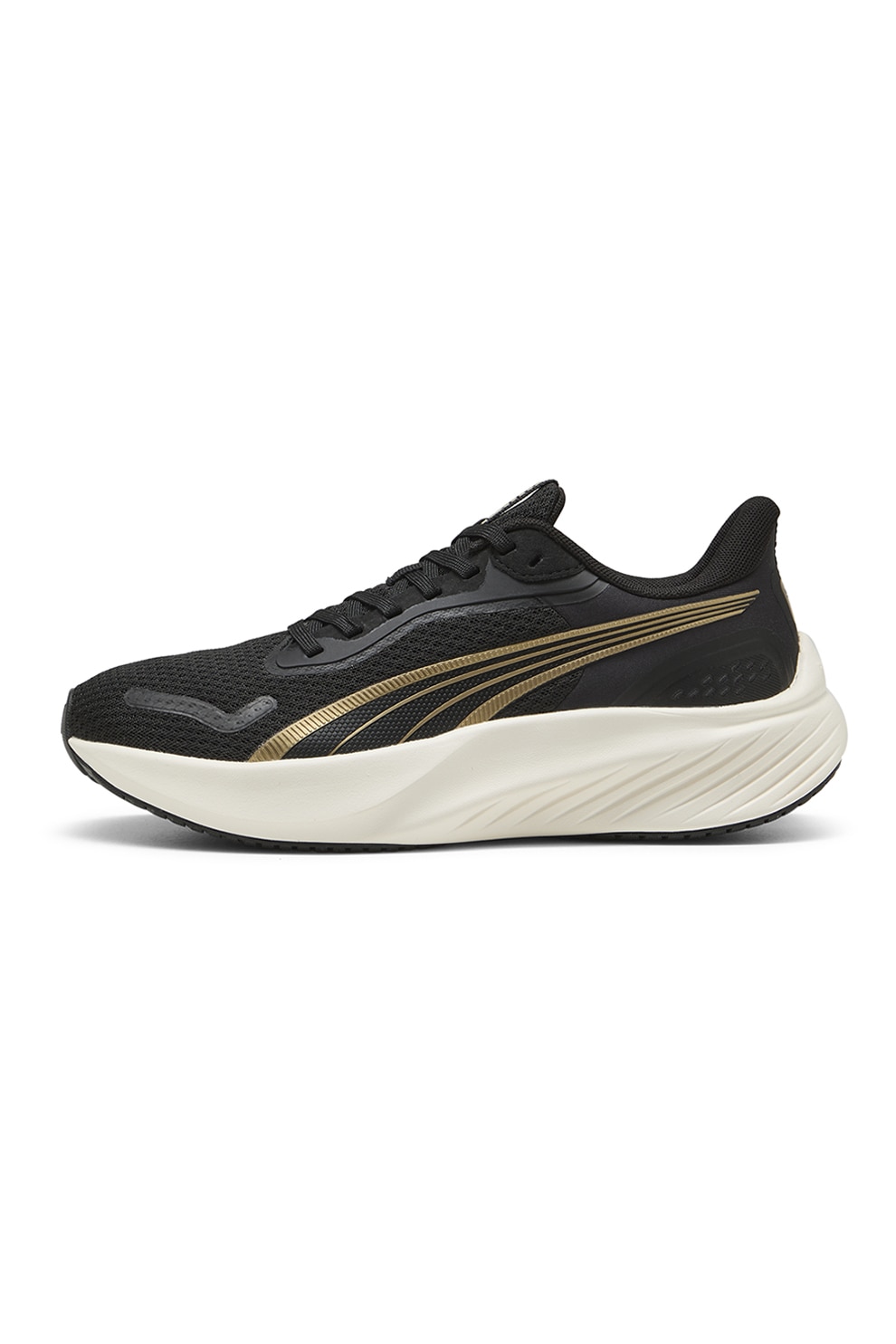 Puma, Pantofi Pounce Lite pentru alergare, Auriu, Negru, Alb optic, 3.5