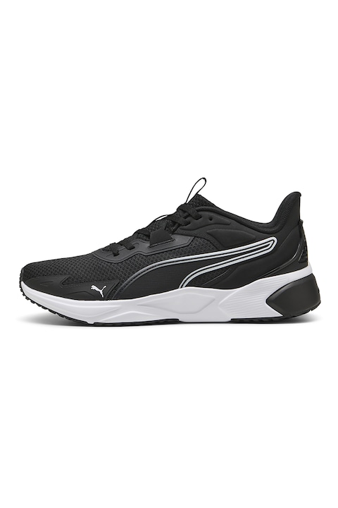 Puma, Pantofi cu detalii logo, pentru fitness, Negru/Alb optic