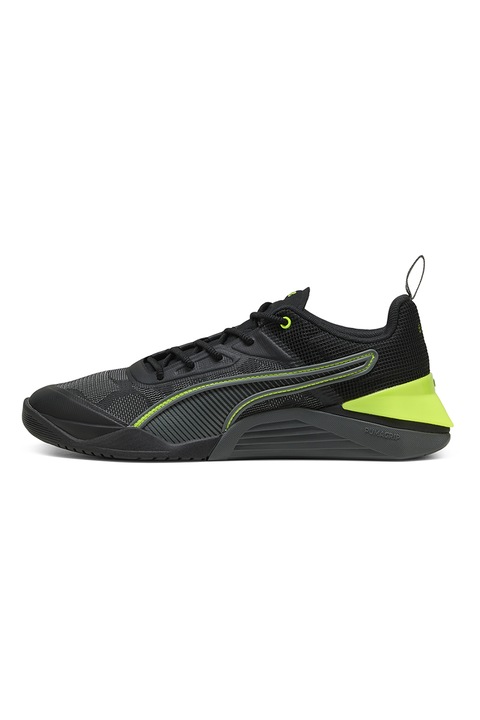Puma, Pantofi cu detalii contrastante pentru fitness, Negru/Verde electric